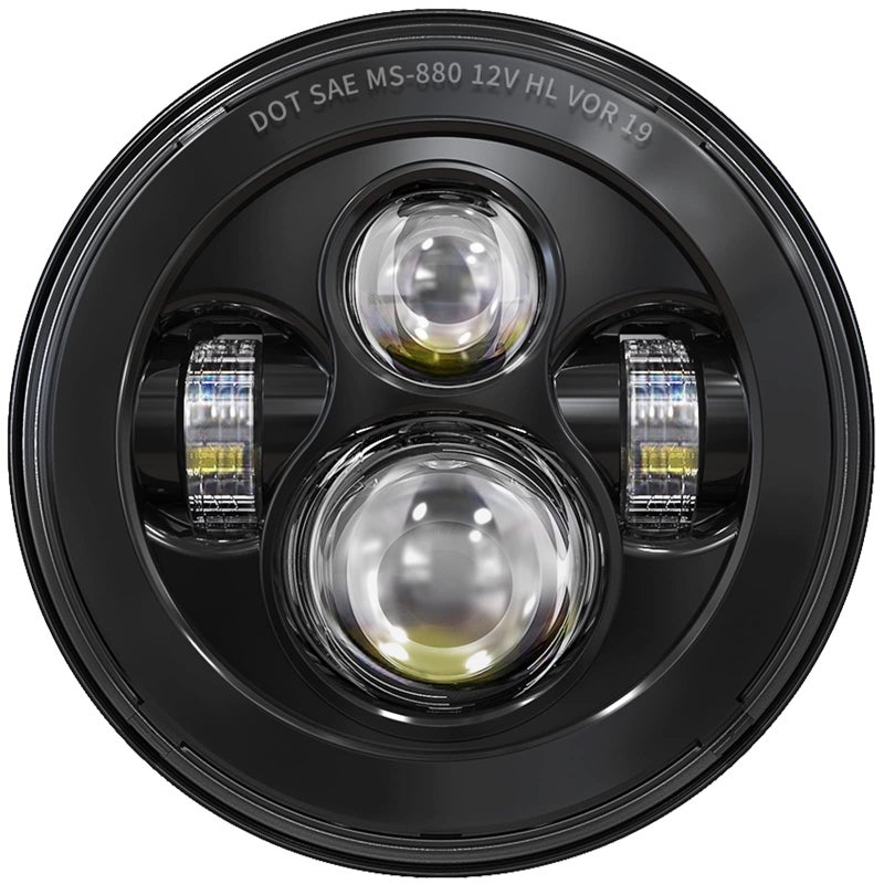 BICYACO DOT 7 Inch Motorcycle LED Headlight Headlamp Compatible with Harley Davidson Electra Glide Street Glide Fat Boy Road King Heritage Softail Switchback Black - Image 1